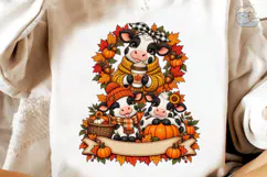 Fall Cow Mama Baby PNG Sublimation Tee Product Image 4