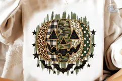 Halloween Pumpkin Mixed Pattern PNG Tee Product Image 4