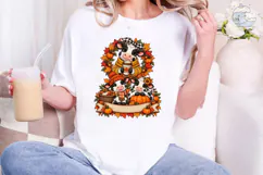 Fall Cow Mama Baby PNG Sublimation Tee Product Image 1