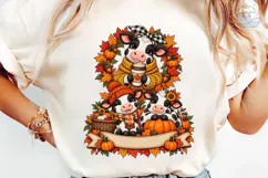 Fall Cow Mama Baby PNG Sublimation Tee Product Image 6