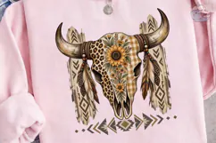 Boho Bull Skull Sunflower PNG Sublimatio Product Image 2