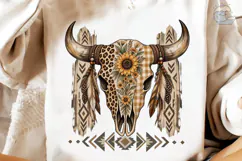 Boho Bull Skull Sunflower PNG Sublimatio Product Image 3