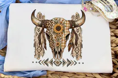 Boho Bull Skull Sunflower PNG Sublimatio Product Image 5