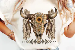 Boho Bull Skull Sunflower PNG Sublimatio Product Image 6