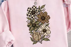 Mixed Pattern Floral Bouquet PNG Tee Product Image 3