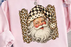 Leopard Santa Winking PNG Sublimation Te Product Image 1