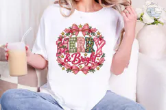 Merry & Bright Christmas Wreath PNG Tee Product Image 4