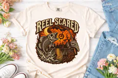 Reel Scared Halloween Fishing PNG Tee Product Image 2
