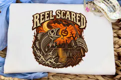 Reel Scared Halloween Fishing PNG Tee Product Image 5