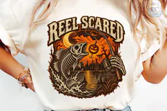 Reel Scared Halloween Fishing PNG Tee Product Image 6