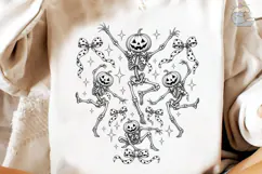 Dancing Pumpkin Skeleton PNG Shirt Desig Product Image 3