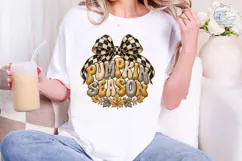 Pumpkin Season Checkered Bow PNG Tee Product Image 1