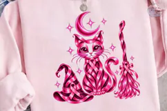 Pink Witch Cat Halloween PNG Shirt Product Image 3