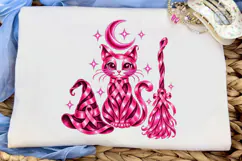 Pink Witch Cat Halloween PNG Shirt Product Image 5