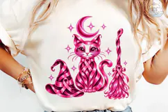 Pink Witch Cat Halloween PNG Shirt Product Image 6