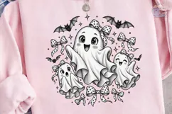Cute Ghost Bows Halloween PNG Shirt Product Image 3