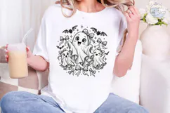 Cute Ghost Bows Halloween PNG Shirt Product Image 4