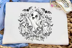 Cute Ghost Bows Halloween PNG Shirt Product Image 5