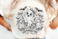 Cute Ghost Bows Halloween PNG Shirt Product Image 6