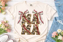 Baseball Mama Camo Bow PNG Sublimation Product Image 2