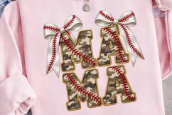 Baseball Mama Camo Bow PNG Sublimation Product Image 3