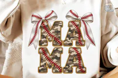 Baseball Mama Camo Bow PNG Sublimation Product Image 4