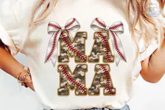 Baseball Mama Camo Bow PNG Sublimation Product Image 6