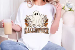 Halloween Ghost Fall Leaves PNG Shirt Product Image 4