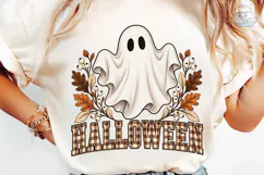 Halloween Ghost Fall Leaves PNG Shirt Product Image 6