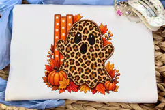 Leopard Ghost Fall Halloween PNG Shirt Product Image 5