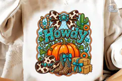 Howdy Fall Pumpkin Western PNG Tee Product Image 4