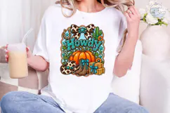 Howdy Fall Pumpkin Western PNG Tee Product Image 1