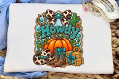 Howdy Fall Pumpkin Western PNG Tee Product Image 5