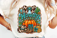 Howdy Fall Pumpkin Western PNG Tee Product Image 6