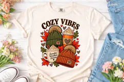 Cozy Vibes Fall Sweater Weather PNG Tee Product Image 2