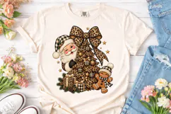 Leopard Santa Christmas Tree PNG Shirt Product Image 2