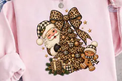 Leopard Santa Christmas Tree PNG Shirt Product Image 3