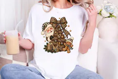 Leopard Santa Christmas Tree PNG Shirt Product Image 1