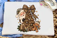 Leopard Santa Christmas Tree PNG Shirt Product Image 5