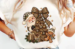 Leopard Santa Christmas Tree PNG Shirt Product Image 6