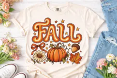 Retro Fall Pumpkin PNG Shirt Design Product Image 2