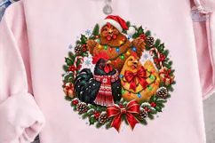 Christmas Chickens Wreath PNG Shirt Product Image 3