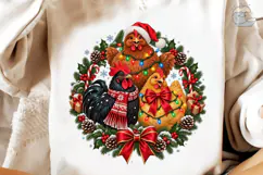 Christmas Chickens Wreath PNG Shirt Product Image 4