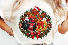 Christmas Chickens Wreath PNG Shirt Product Image 6