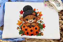 Highland Cow Pumpkin Halloween PNG Tee Product Image 5