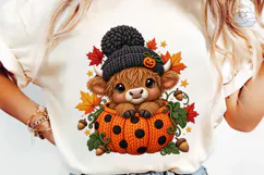 Highland Cow Pumpkin Halloween PNG Tee Product Image 6