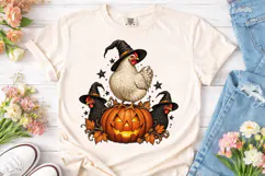 Halloween Witch Chicken Pumpkin PNG Tee Product Image 2