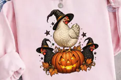 Halloween Witch Chicken Pumpkin PNG Tee Product Image 3
