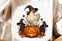 Halloween Witch Chicken Pumpkin PNG Tee Product Image 4