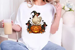 Halloween Witch Chicken Pumpkin PNG Tee Product Image 1